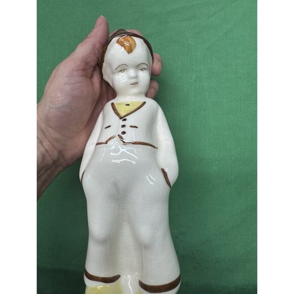 Danish Boy W BASKET" 7.5" FIGURINE PLANTER Unmarked Weil Yellow California - Picture 2 of 7